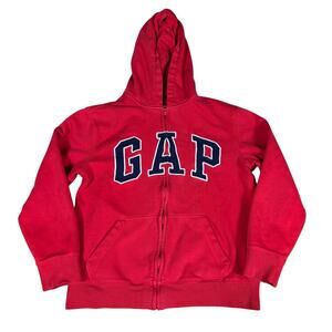 y2k 2000s style GAP logo zip up hoodie red and blue mens S streetwear indie